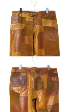 画像4: "JOHN CHERPAS" Patchwork Design Suede / Leather Pants　BROWN　size w 32 ~ 34 inch (4)