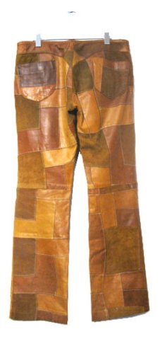 画像2: "JOHN CHERPAS" Patchwork Design Suede / Leather Pants　BROWN　size w 32 ~ 34 inch (2)