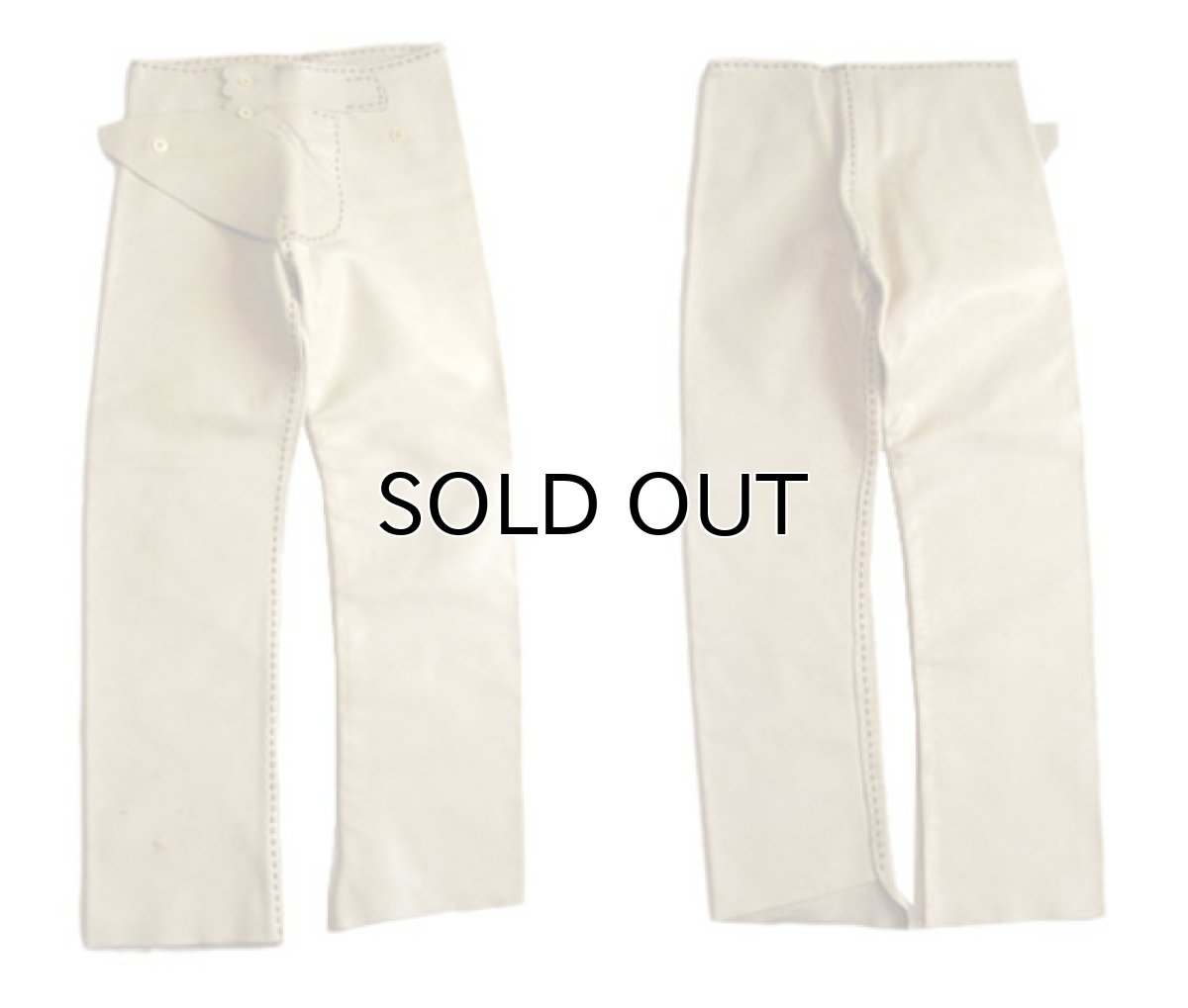 画像3: 1970's USA ELK HIDE Leather Pants -hand made & hand stitch-　BEIGE　size w 32 inch (3)