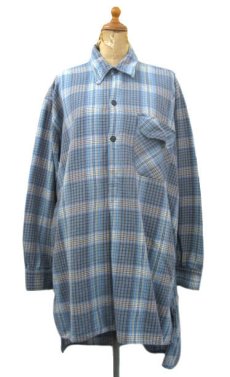 画像1: OLD French Cotton Pullover Long Shirts　BLUE系　size L (1)