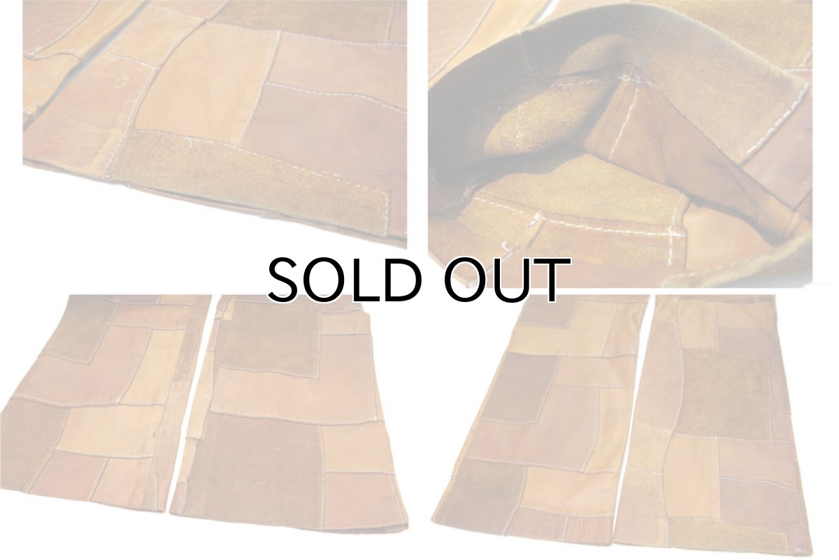画像7: "JOHN CHERPAS" Patchwork Design Suede / Leather Pants BROWN size w 32 ~ 34 inch (7)