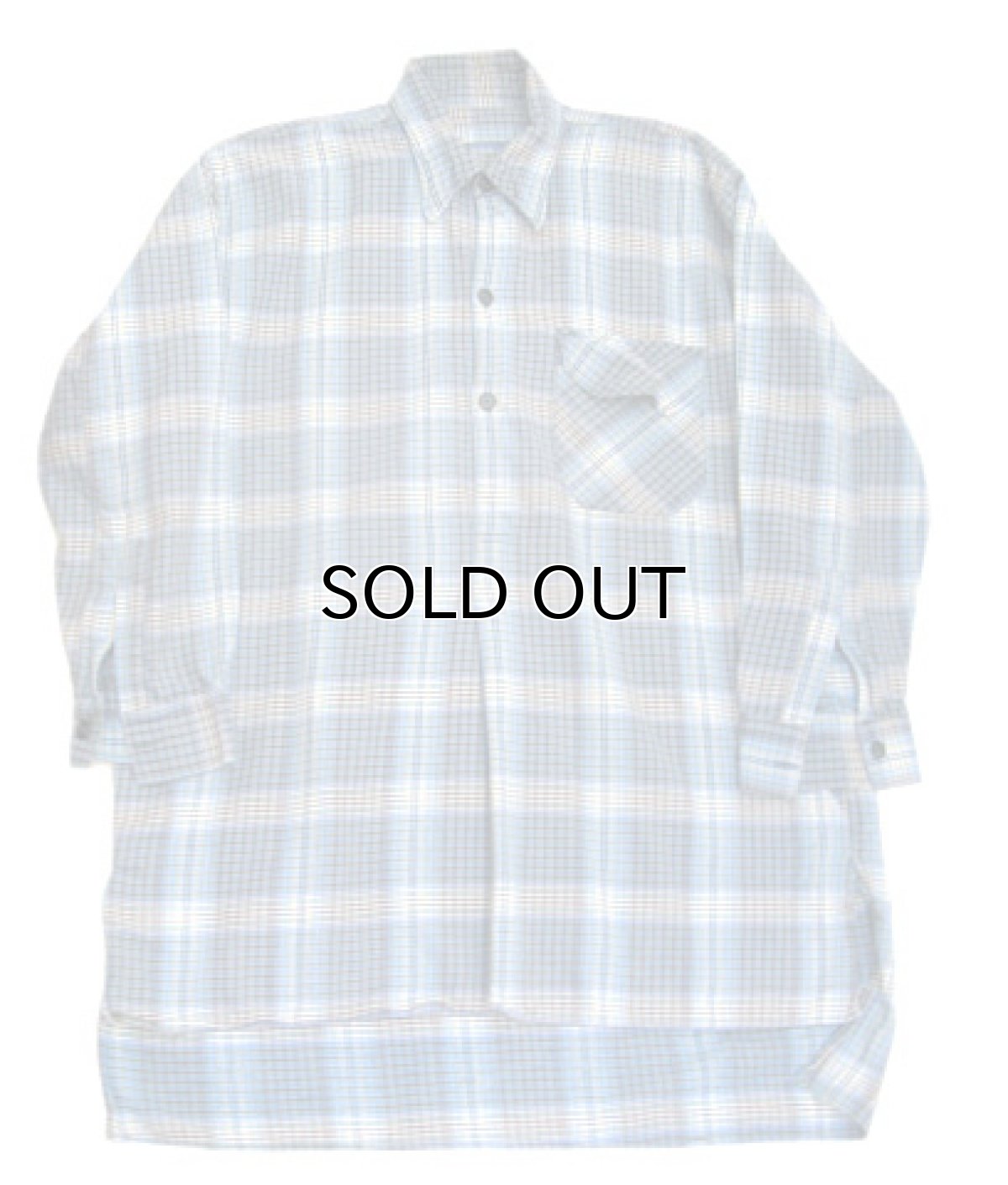 画像3: OLD French Cotton Pullover Long Shirts　BLUE系　size L (3)