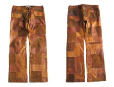 画像3: "JOHN CHERPAS" Patchwork Design Suede / Leather Pants　BROWN　size w 32 ~ 34 inch (3)