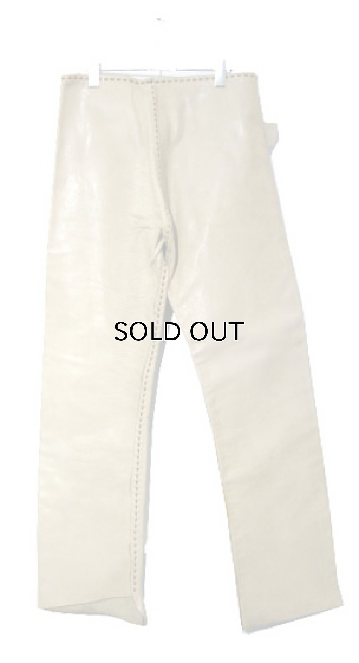 画像2: 1970's USA ELK HIDE Leather Pants -hand made & hand stitch-　BEIGE　size w 32 inch (2)