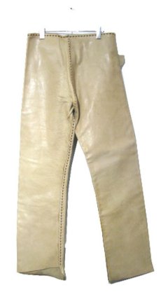 画像2: 1970's USA ELK HIDE Leather Pants -hand made & hand stitch-　BEIGE　size w 32 inch (2)