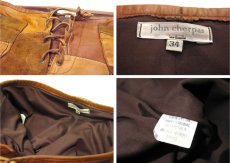 画像5: "JOHN CHERPAS" Patchwork Design Suede / Leather Pants　BROWN　size w 32 ~ 34 inch (5)