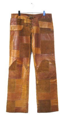 画像1: "JOHN CHERPAS" Patchwork Design Suede / Leather Pants　BROWN　size w 32 ~ 34 inch (1)