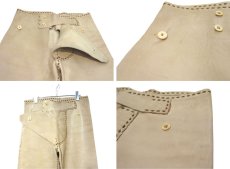 画像4: 1970's USA ELK HIDE Leather Pants -hand made & hand stitch-　BEIGE　size w 32 inch (4)