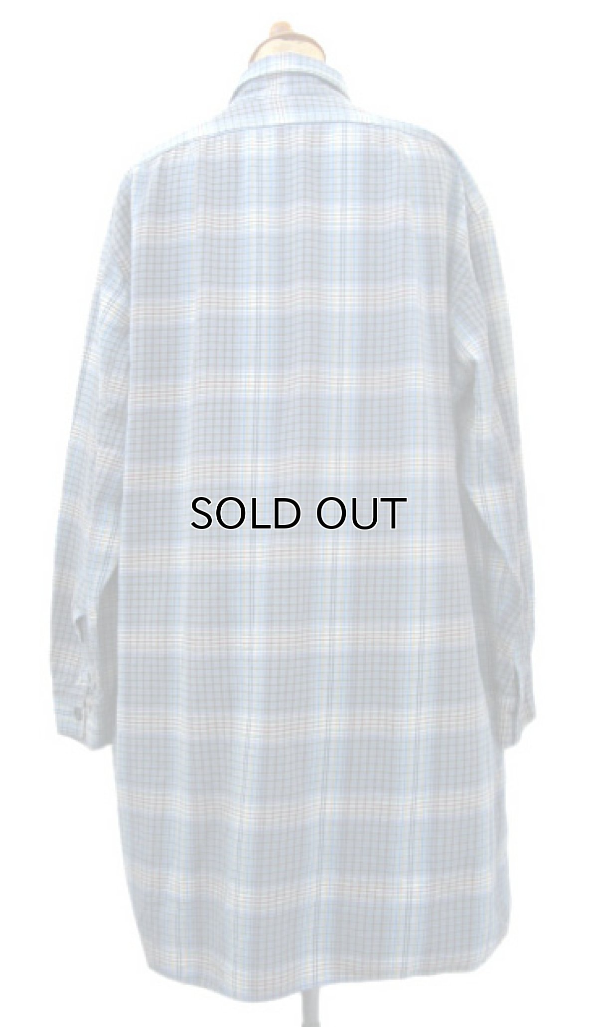 画像2: OLD French Cotton Pullover Long Shirts　BLUE系　size L (2)