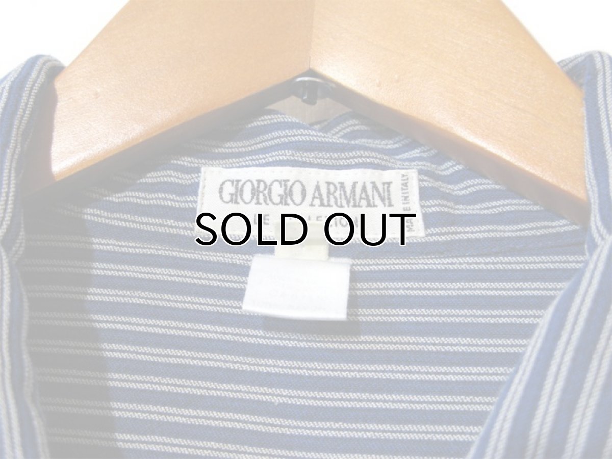 画像7: "GIORGIO ARMANI" L/S Rayon Stripe Shirts  made in ITALY Blue size M - L (表記 L) (7)