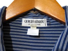 画像7: "GIORGIO ARMANI" L/S Rayon Stripe Shirts  made in ITALY　Blue　size M - L (表記 L) (7)