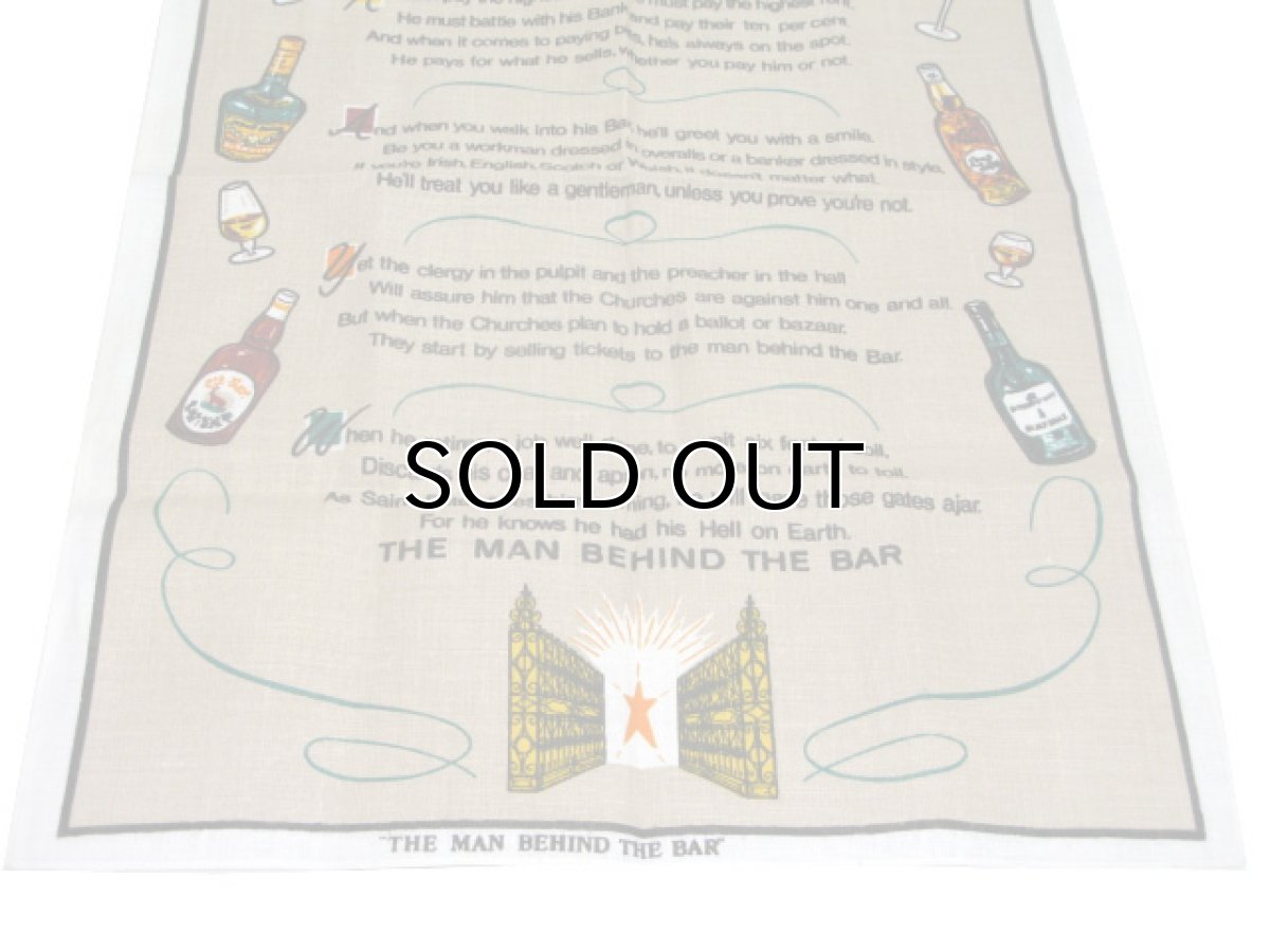 画像3: OLD Linen Fabric Tapestry "THE MAN BEHIND THE BAR" -made in IRELAND- BEIGE 50cm x 75cm (3)