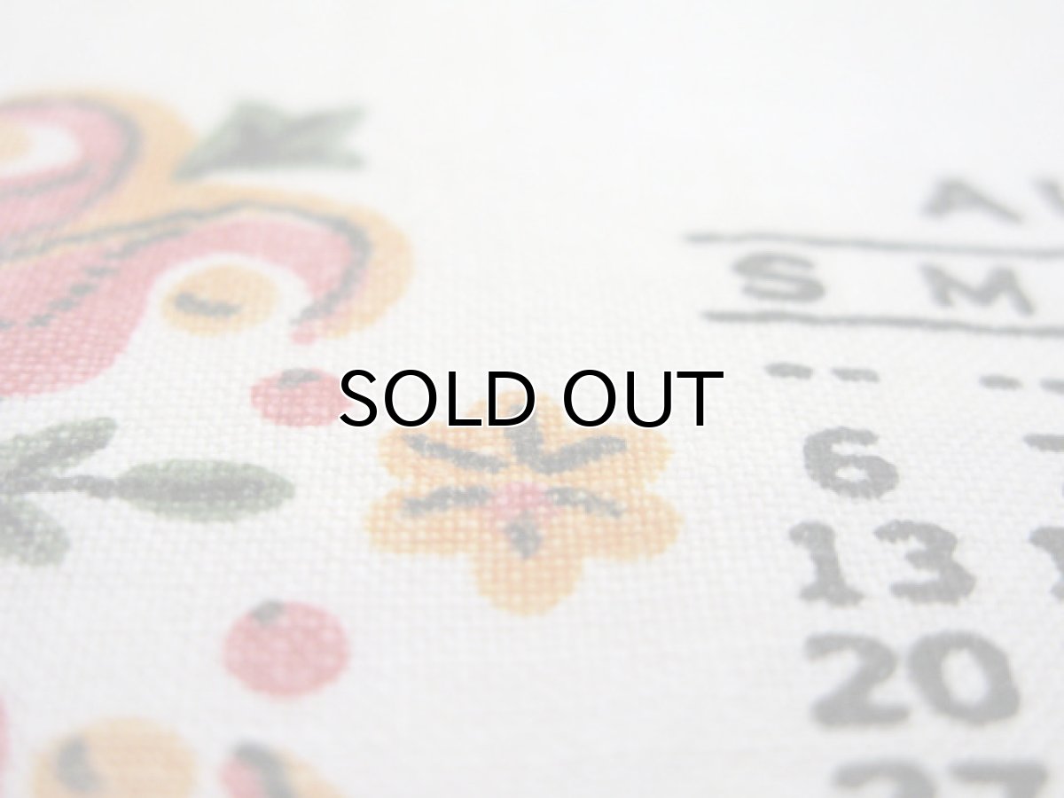 画像4: OLD Linen Fabric Tapestry "1961 Calendar" NATURAL 39cm x 73cm (4)