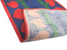 画像5: OLD Linen Fabric Tapestry "a heart"　Navy / Red / Green　93cm x 30.5cm (5)