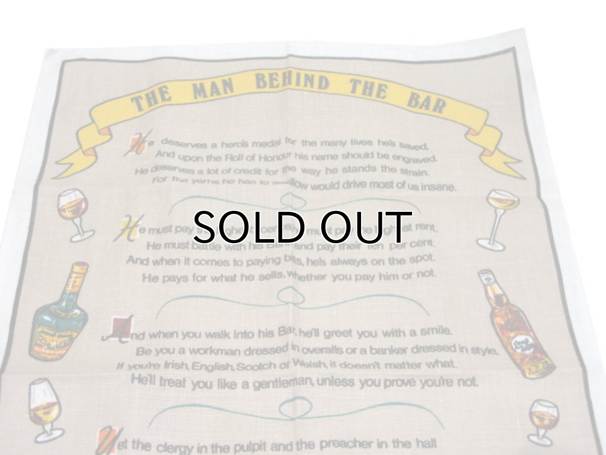 画像2: OLD Linen Fabric Tapestry "THE MAN BEHIND THE BAR" -made in IRELAND- BEIGE 50cm x 75cm (2)