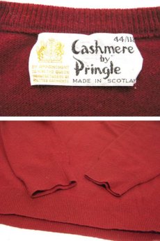 画像3: OLD "Pringle" V-Neck Cashmere Sweater -made in SCOTLAND-　BURGUNDY　size L (表記 44) (3)