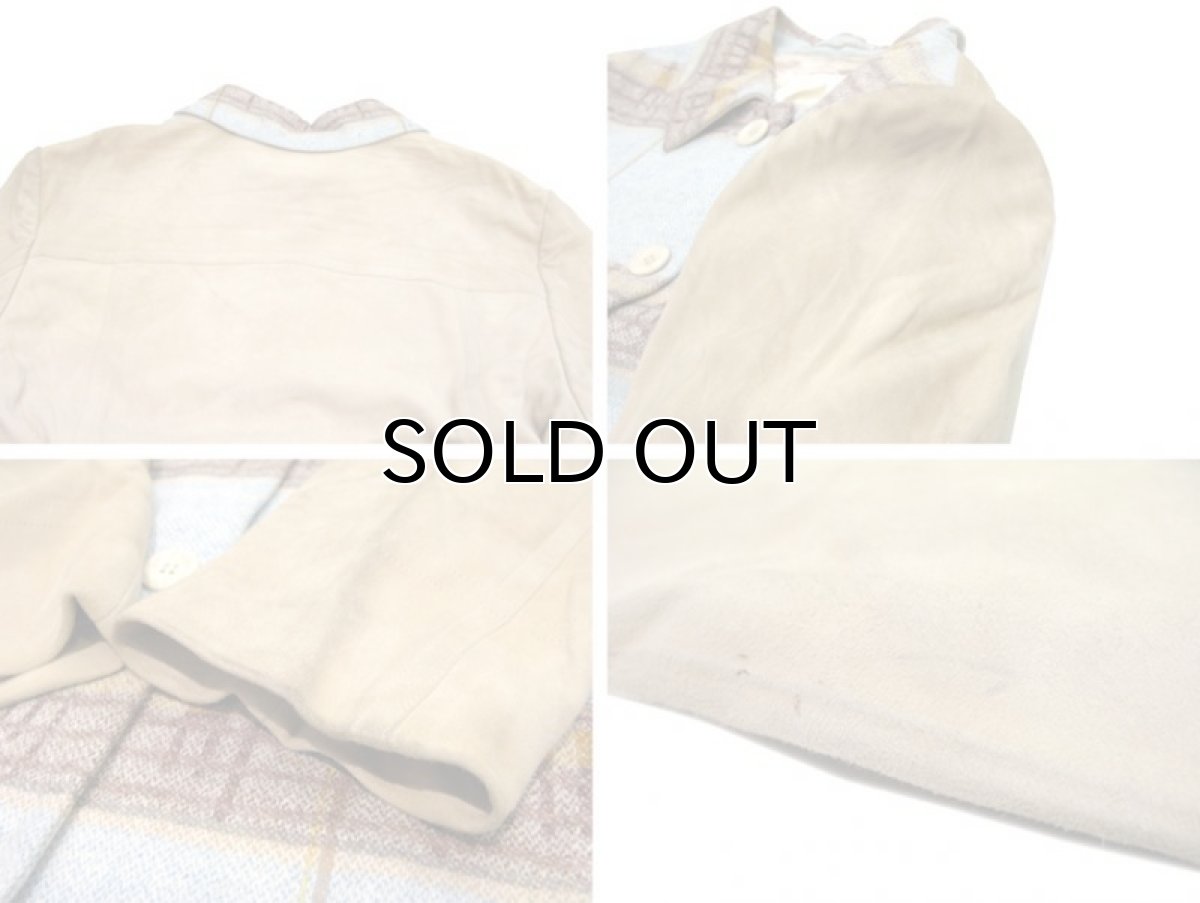 画像6: "ESCADA" Nubuck x Wool Switching Coat -Dead Stock- Sax Blue / Beige size L (表記 40) (6)