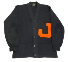 画像3: 1950's "LOWE & CAMPBELL" Lettered Cardigan "J"　BLACK　size S - M (表記 38) (3)