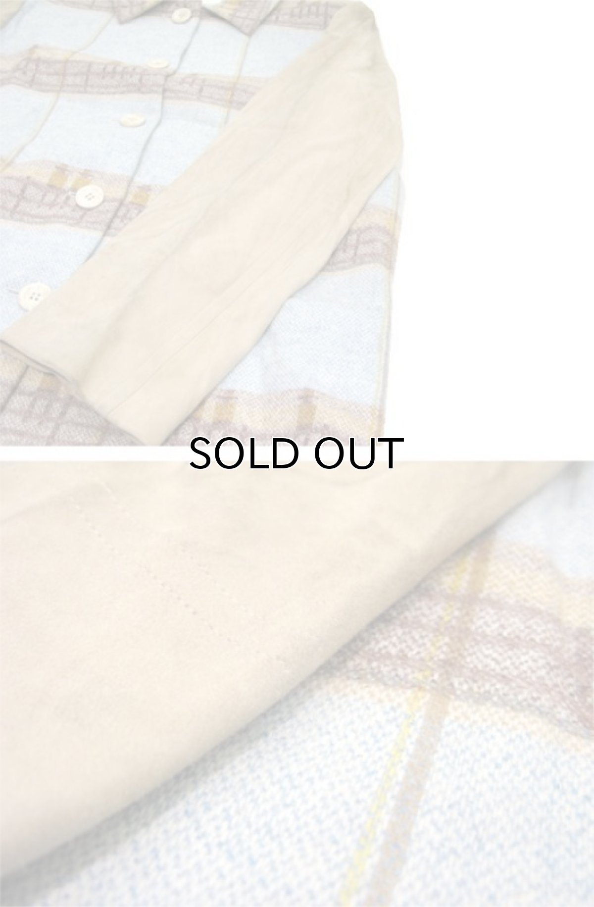 画像7: "ESCADA" Nubuck x Wool Switching Coat -Dead Stock- Sax Blue / Beige size L (表記 40) (7)