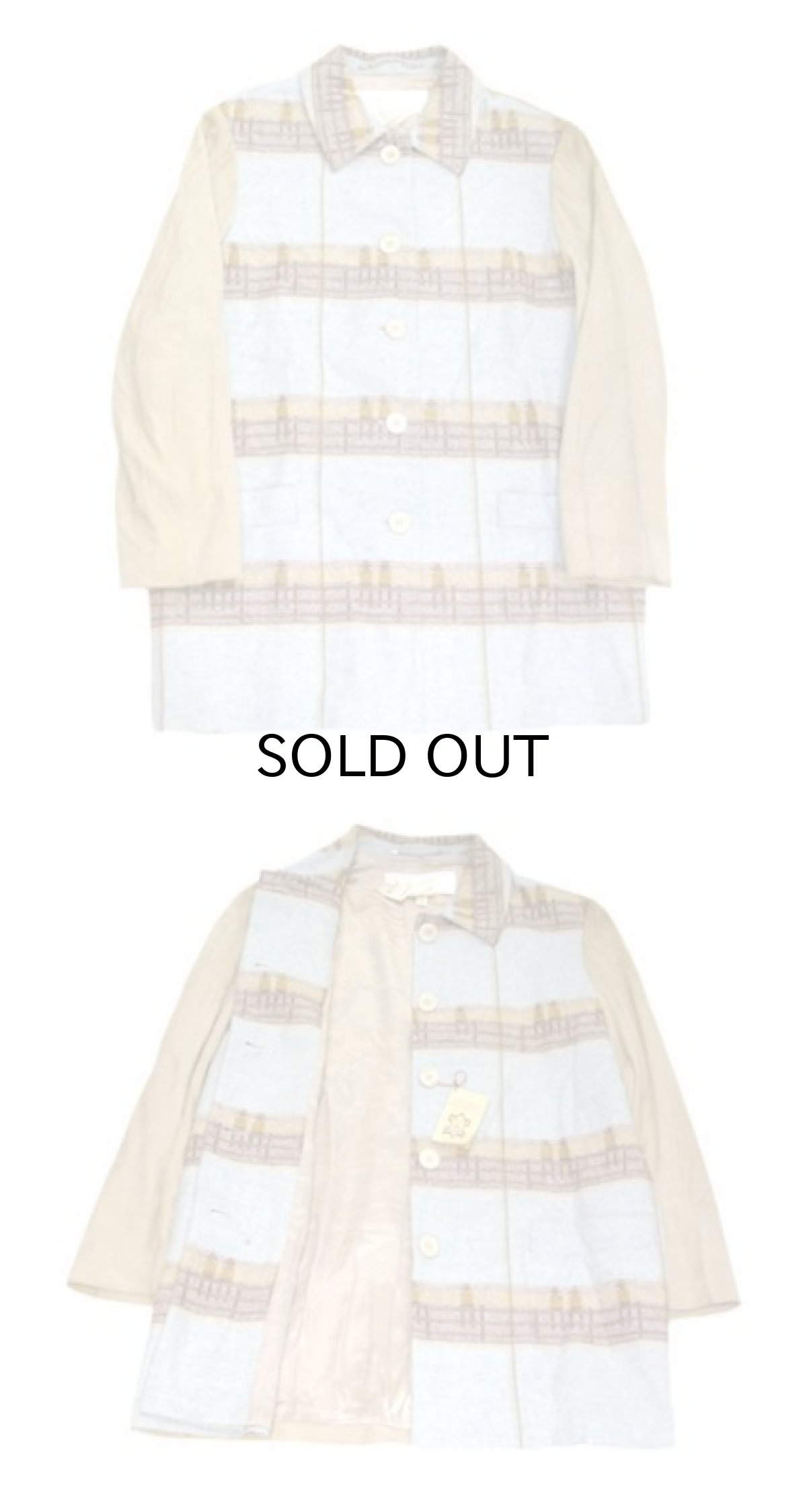 画像3: "ESCADA" Nubuck x Wool Switching Coat -Dead Stock- Sax Blue / Beige size L (表記 40) (3)