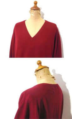 画像4: OLD "Pringle" V-Neck Cashmere Sweater -made in SCOTLAND-　BURGUNDY　size L (表記 44) (4)