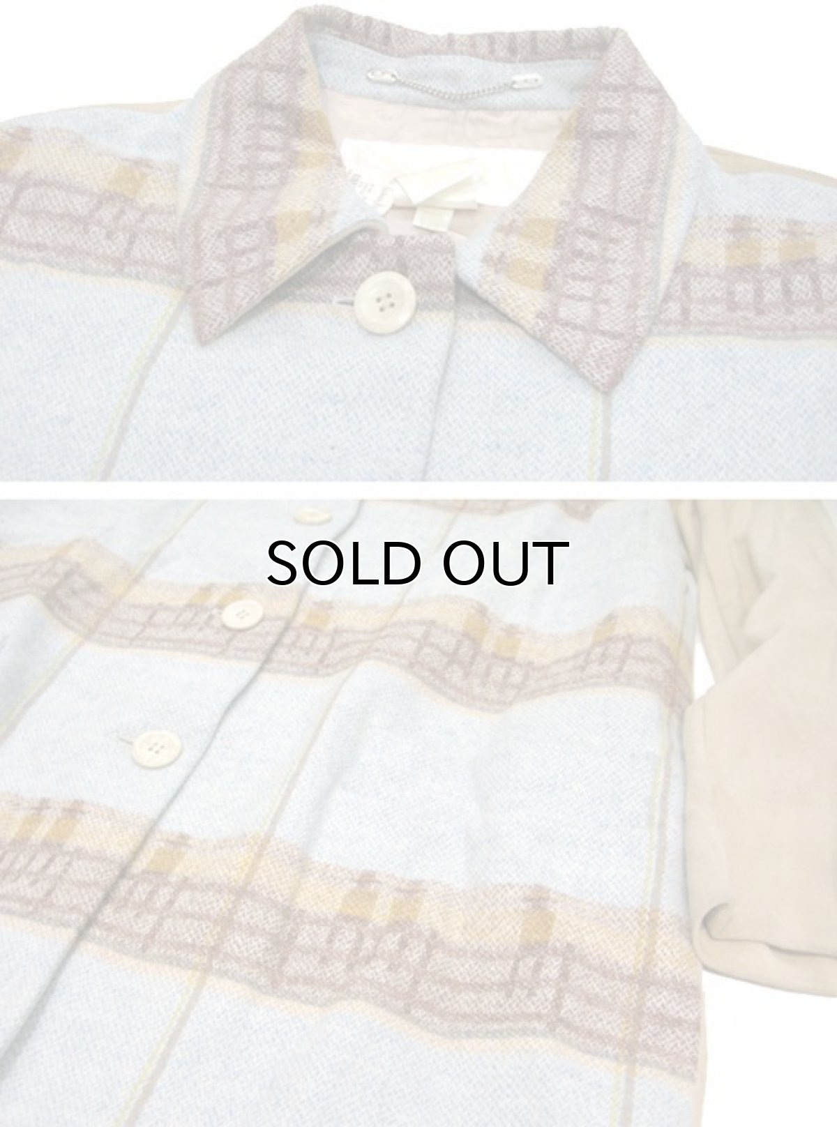 画像4: "ESCADA" Nubuck x Wool Switching Coat -Dead Stock- Sax Blue / Beige size L (表記 40) (4)