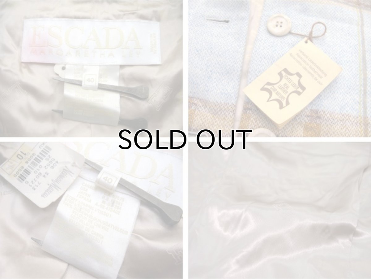 画像5: "ESCADA" Nubuck x Wool Switching Coat -Dead Stock- Sax Blue / Beige size L (表記 40) (5)