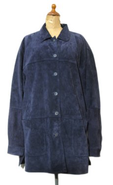 画像1: Europe "BiBA pariscop" Design Suede Leather Jacket　NAVY　size L (1)