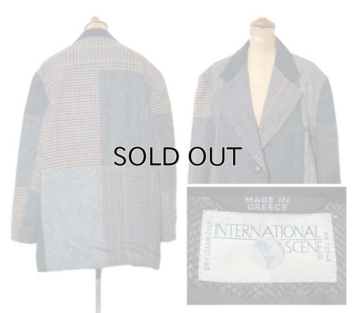 画像2: "INTERNATIONAL SCENE" Crazy Pattern Tweed Wool 3-Button Jacket　size L (表記 12) (2)