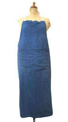 画像1: ~1950's Indigo Linen Apron　color : Indigo Blue (1)
