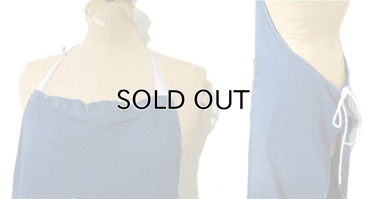 画像2: ~1950's Indigo Linen Apron color : Indigo Blue (2)