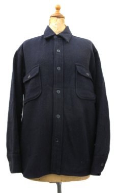 画像1: 1970's C.P.O L/S Wool Shirts　NAVY　size S - M (1)