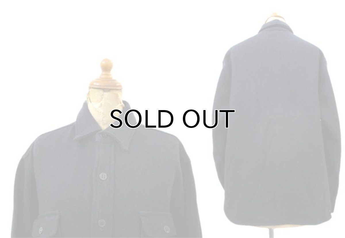 画像2: 1970's C.P.O L/S Wool Shirts NAVY size S - M (2)