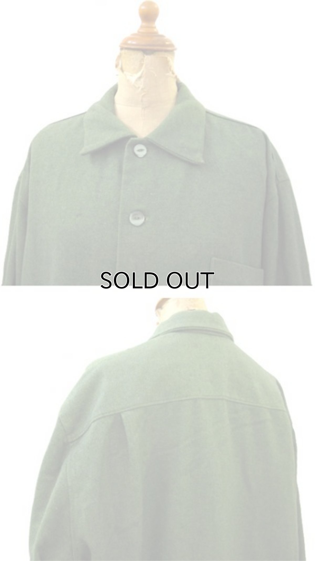 画像3: 1950's L/S Woo Boxl Shirts with Cat Eye Button "Bird" GREEN size L (3)