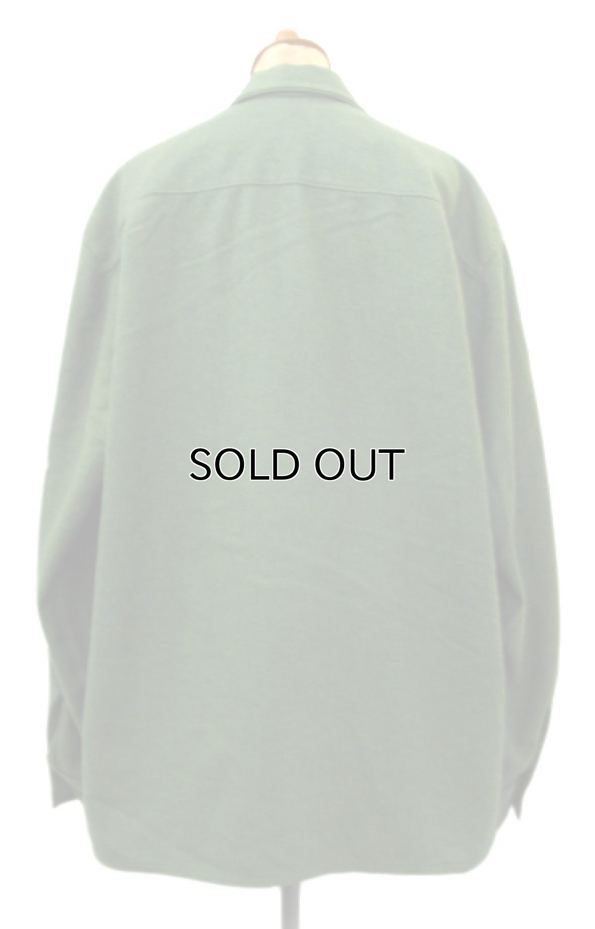 画像2: 1950's L/S Woo Boxl Shirts with Cat Eye Button "Bird" GREEN size L (2)