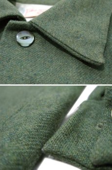 画像5: 1950's L/S Woo Boxl Shirts with Cat Eye Button "Bird"　GREEN　size L (5)
