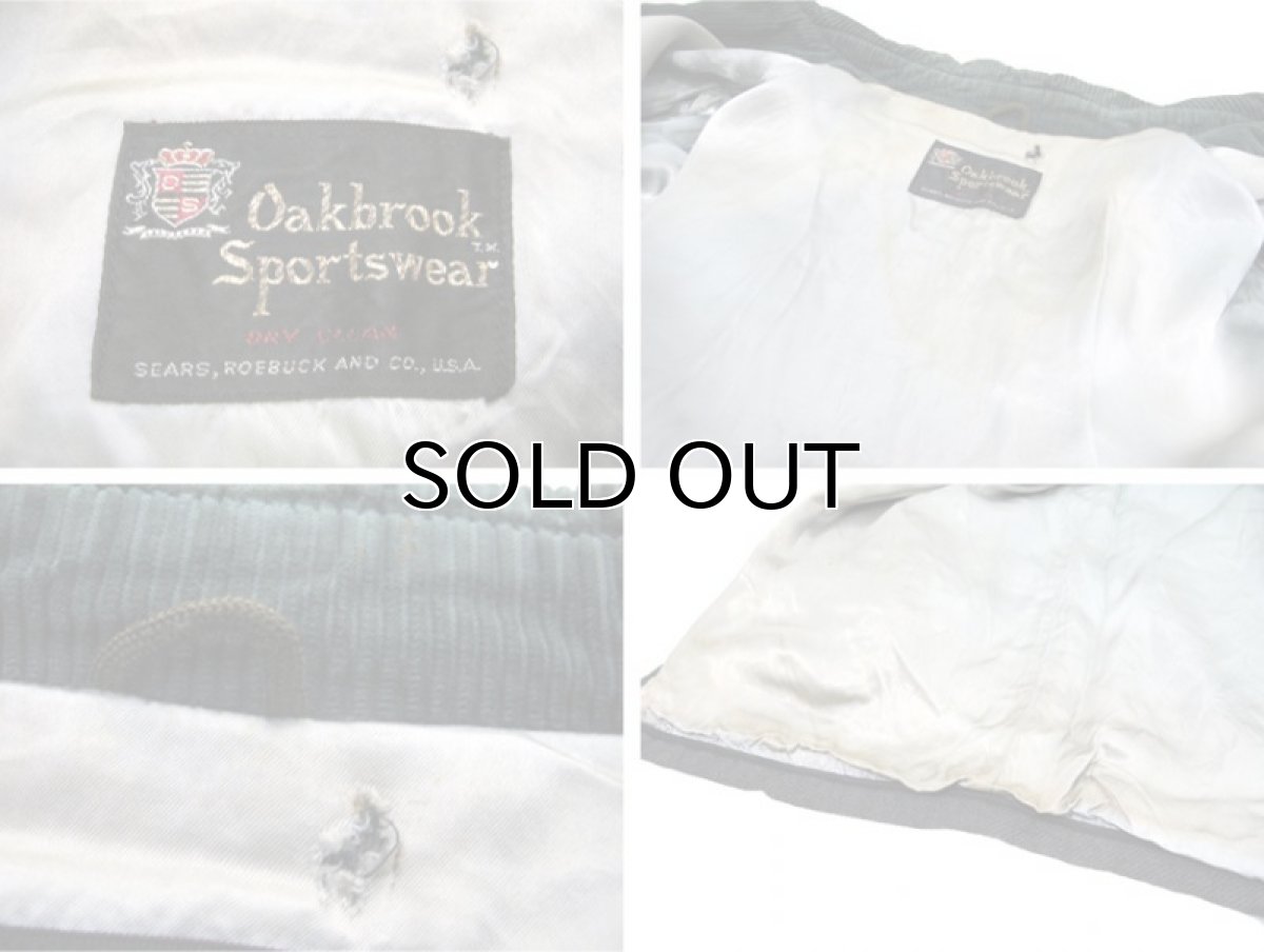 画像4: 1950's "Oakbrook Sportswear" Wool / Corduroy Harf Coat　Charcoal / Dark Green　size L (表記 不明) (4)