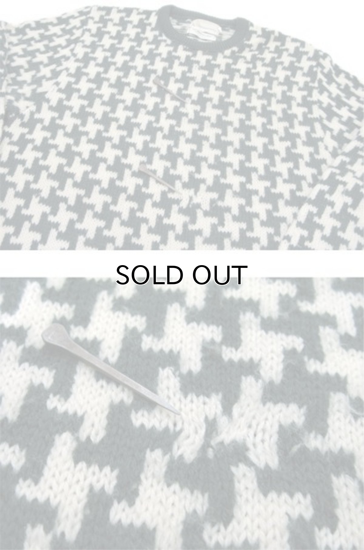 画像6: 1960's "BROADWAY" Houndstooth Wool Sweater Green / Natural size S (表記 不明) (6)