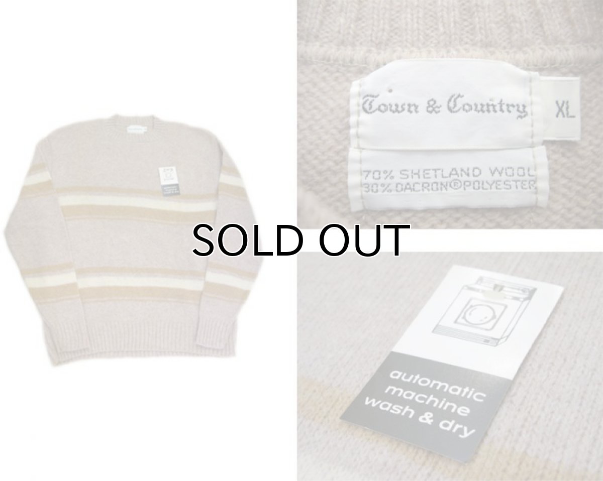 画像3: "TOWN & COUNTRY" Shetland Wool Crew Neck Sweater　Dead Stock　BEIGE　size L (表記 XL) (3)