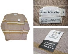 画像3: "TOWN & COUNTRY" Shetland Wool Crew Neck Sweater　Dead Stock　BEIGE　size L (表記 XL) (3)