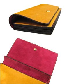 画像5: "JUTTA NEUMANN" Leather Wallet "the Waiter's Wallet"  color : Mustard / Magenta 長財布 (5)