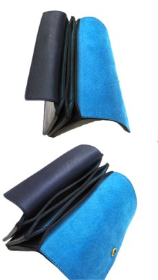 画像3: "JUTTA NEUMANN" Leather Wallet "the Waiter's Wallet" Medium Size　color : Navy / Sky Blue (3)