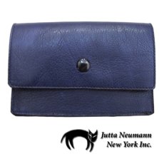 画像1: "JUTTA NEUMANN" Leather Wallet "the Waiter's Wallet" Medium Size　color : Navy / Sky Blue (1)