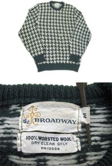 画像3: 1960's "BROADWAY" Houndstooth Wool Sweater　Green / Natural　size S (表記 不明) (3)