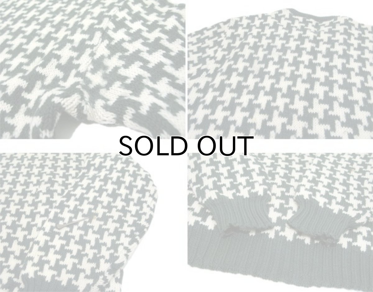 画像4: 1960's "BROADWAY" Houndstooth Wool Sweater Green / Natural size S (表記 不明) (4)