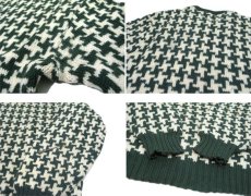 画像4: 1960's "BROADWAY" Houndstooth Wool Sweater　Green / Natural　size S (表記 不明) (4)