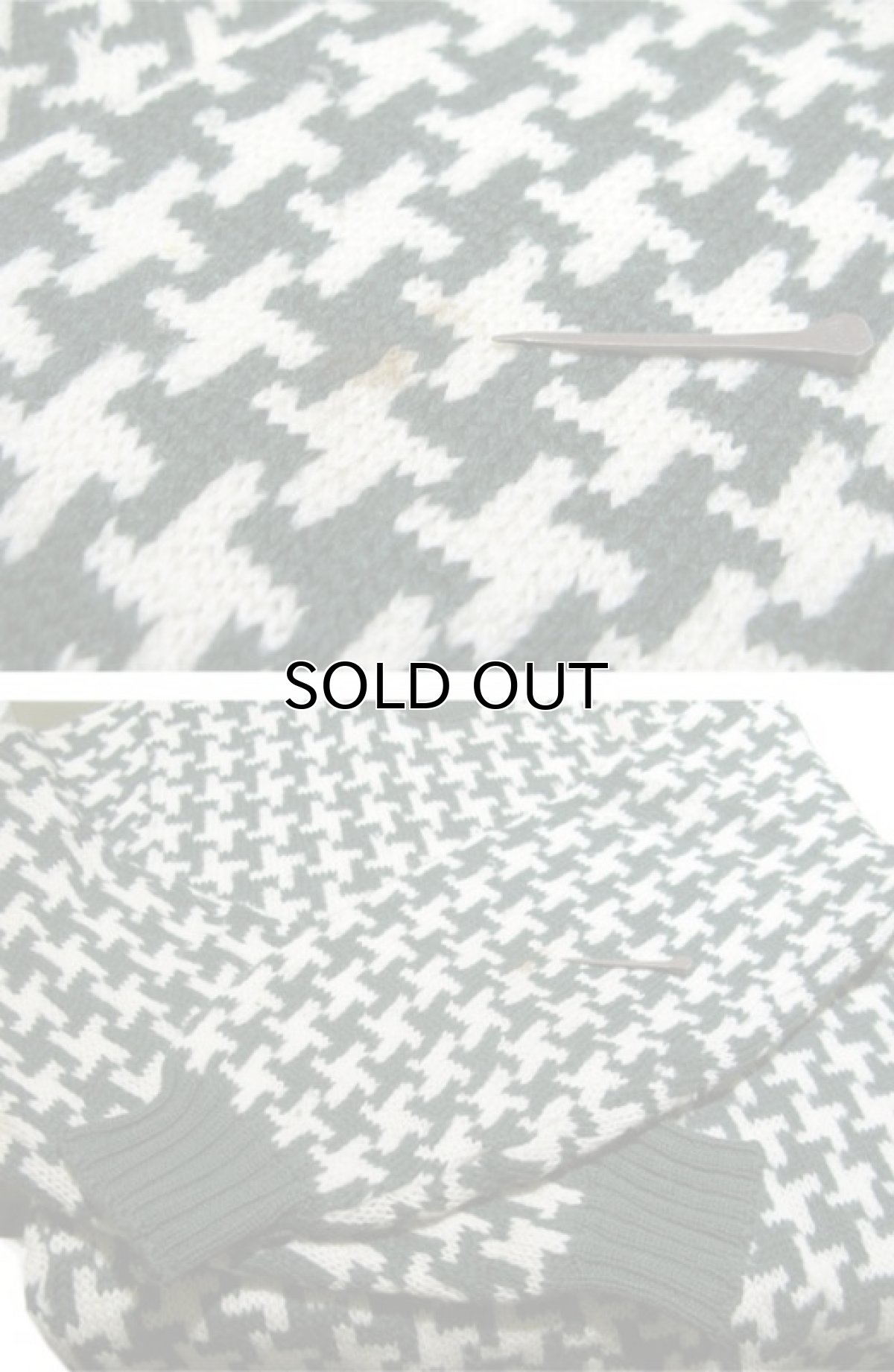 画像7: 1960's "BROADWAY" Houndstooth Wool Sweater Green / Natural size S (表記 不明) (7)