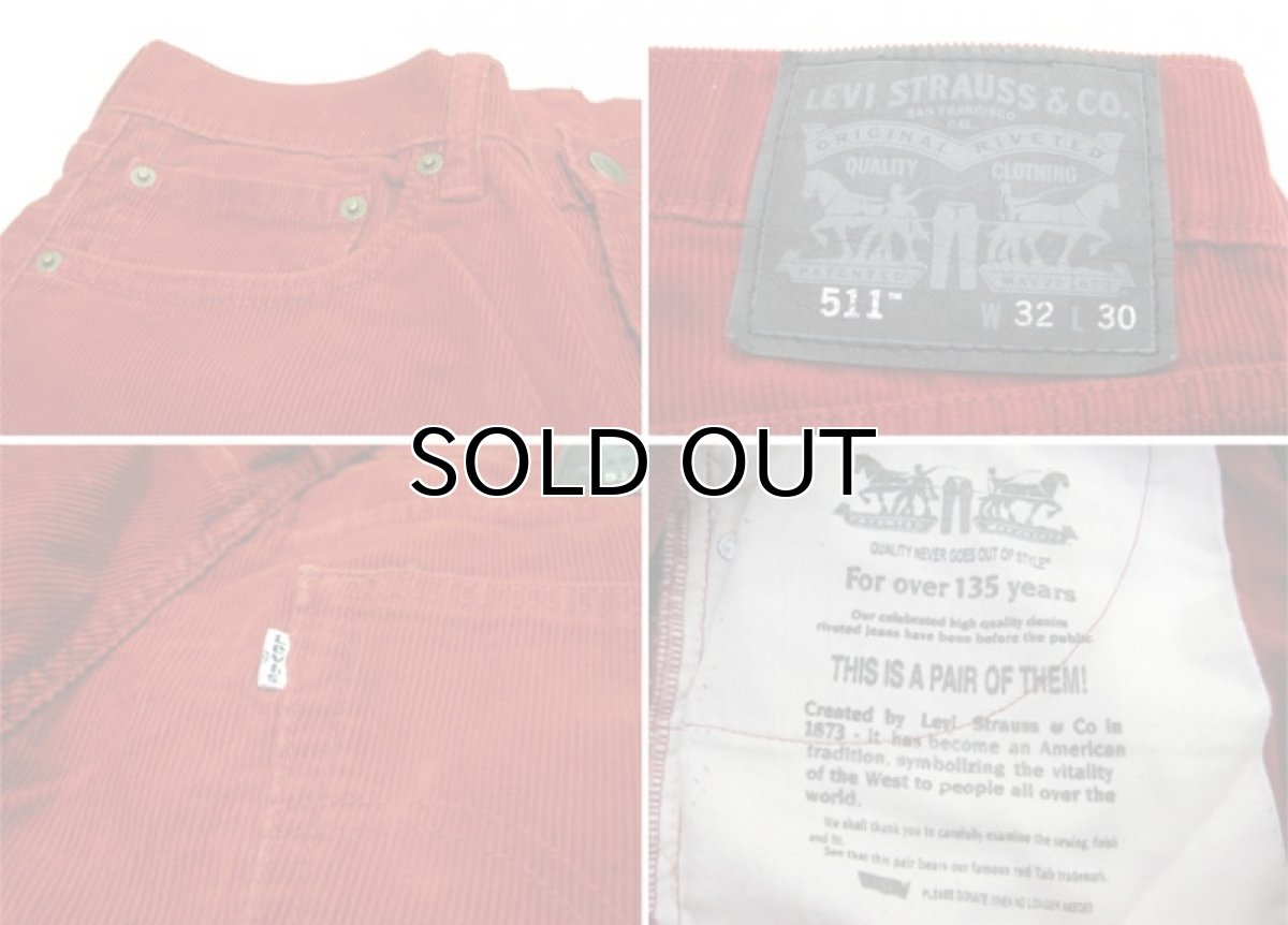 画像3: Levi's 511 Corduroy Skinny Pants　RED　size w 33.5 inch (表記 w32 L30) (3)