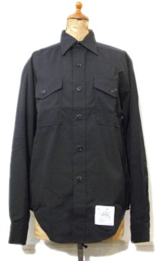 画像1: 1980's U.S.Military L/S Service Shirts　Dead Stock　BLACK　size S (表記 14 x 33) (1)