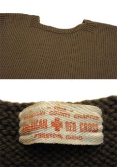 画像2: 1940's~ "AMERICAN RED CROSS" Knit Vest　OLIVE　size S (2)